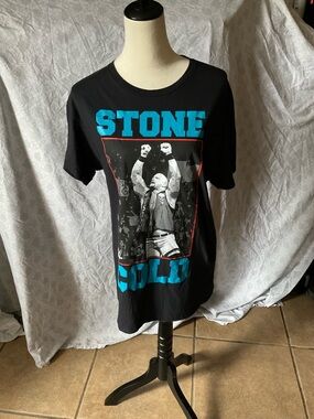 WWE Black Graphic Tee with Turquoise Accent